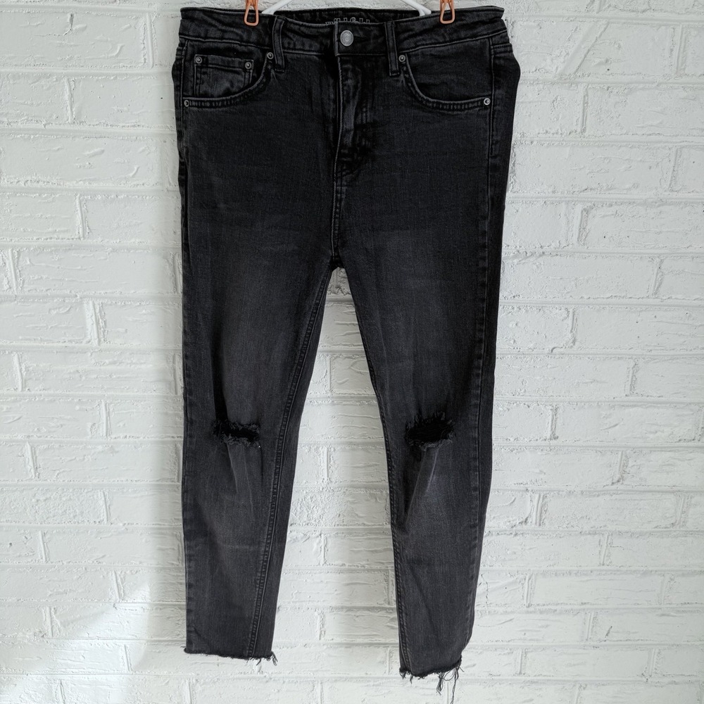 Wild Fable Womens Black High‎ Rise Skinny Distressed Size 8 Ripped Knee